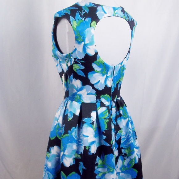 Emerald Sundae Dresses & Skirts - Floral Pleated Skater Style Dress Back Cutout